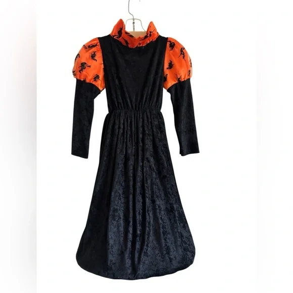 Halloween Princess Paradise Orange Black Witch Costume Size M (8) Vintage - Picture 3 of 12